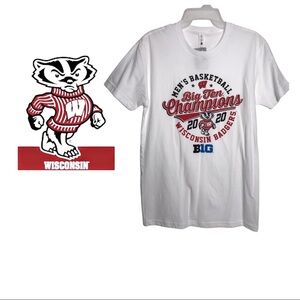 NWT Wisconsin Badgers Basketball 2020 Big Ten Conference Champs Circle T-Shirt